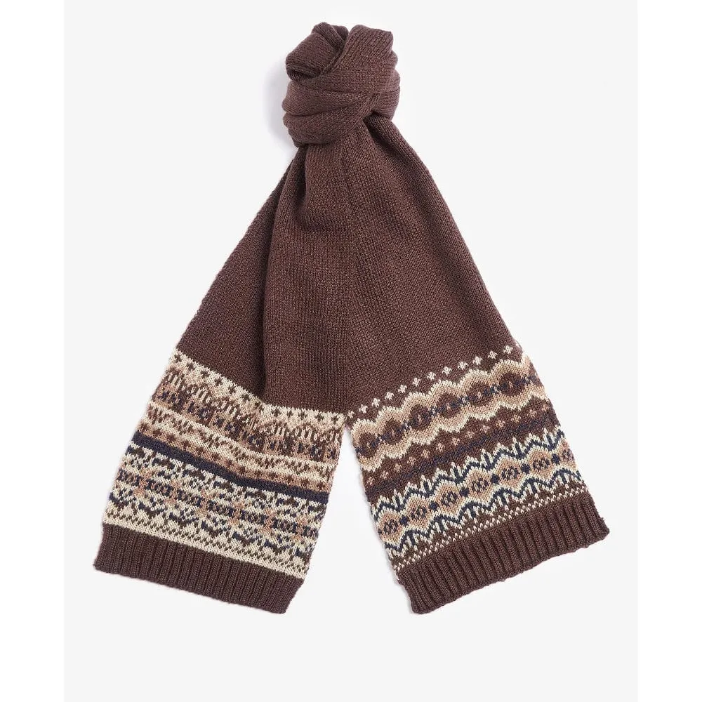 Barbour Fairisle Beanie & Scarf Gift Set in Green