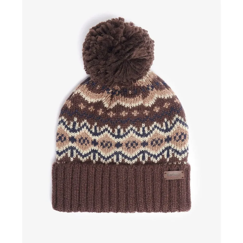 Barbour Fairisle Beanie & Scarf Gift Set in Green