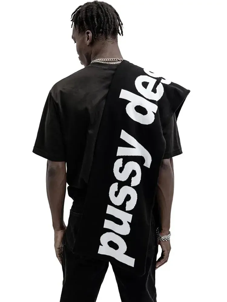 Black Y2K Knitted Streetwear Scarf