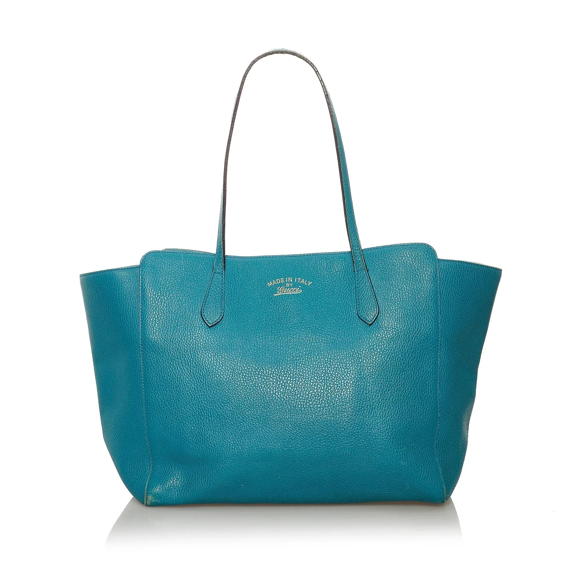 Blue Gucci Medium Swing Leather Tote Bag