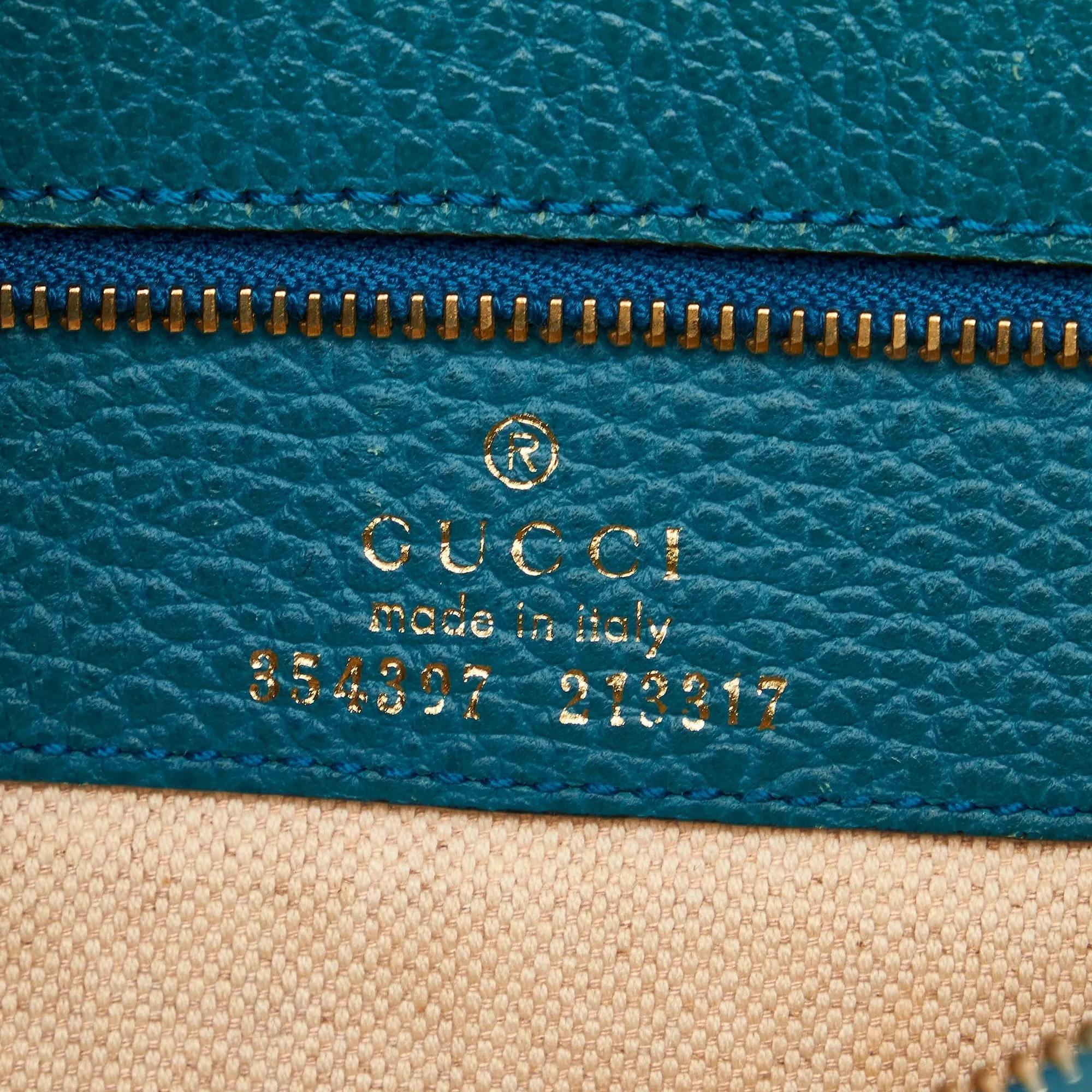 Blue Gucci Medium Swing Leather Tote Bag