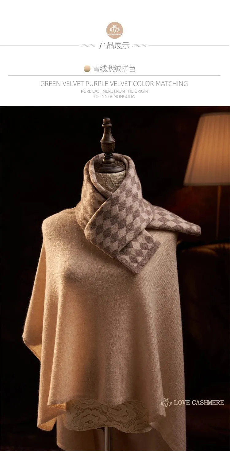 Checkered Cashmere Argyle Knitted Scarf