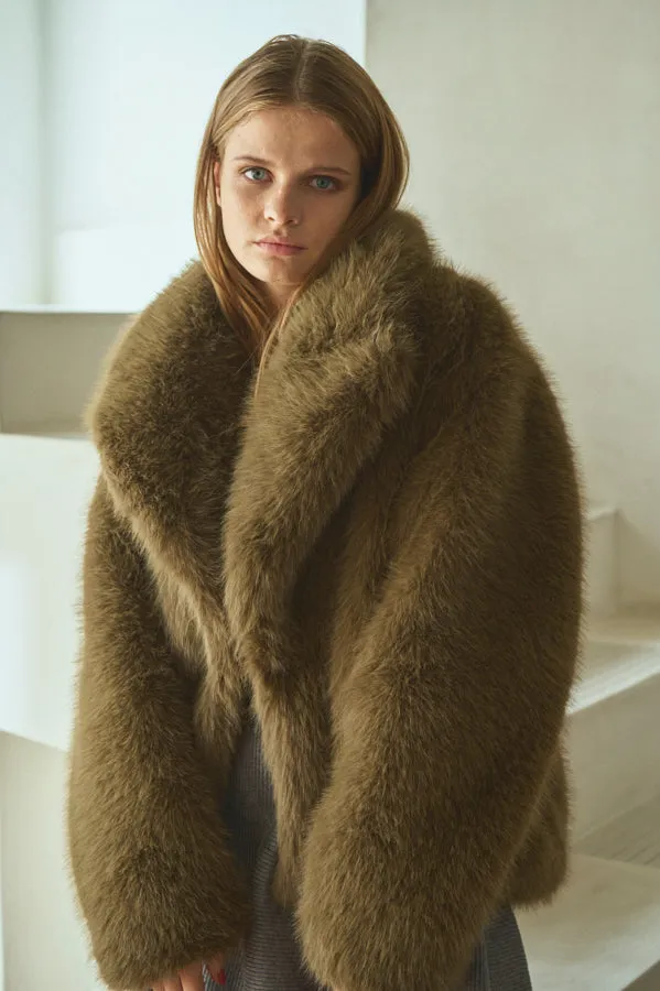 Elisa Faux Fur Coat <br>-KHA-