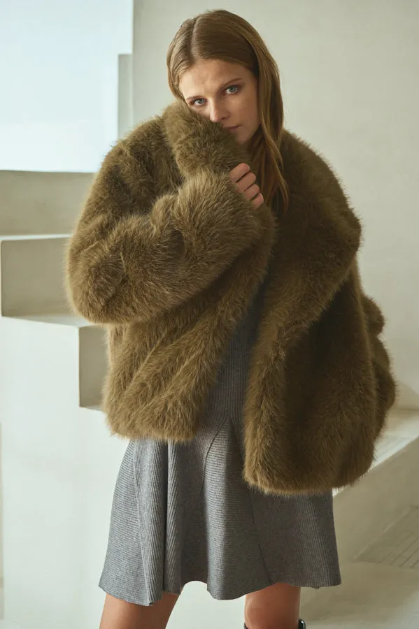 Elisa Faux Fur Coat <br>-KHA-