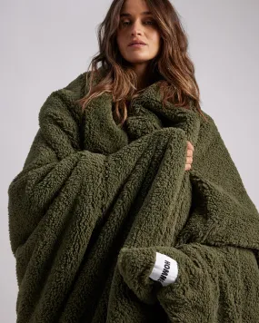 FAUX FUR THROW BLANKET | OLIVE