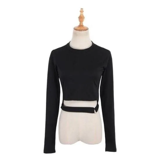 Gothic Sexy Long Sleeves Crop Top