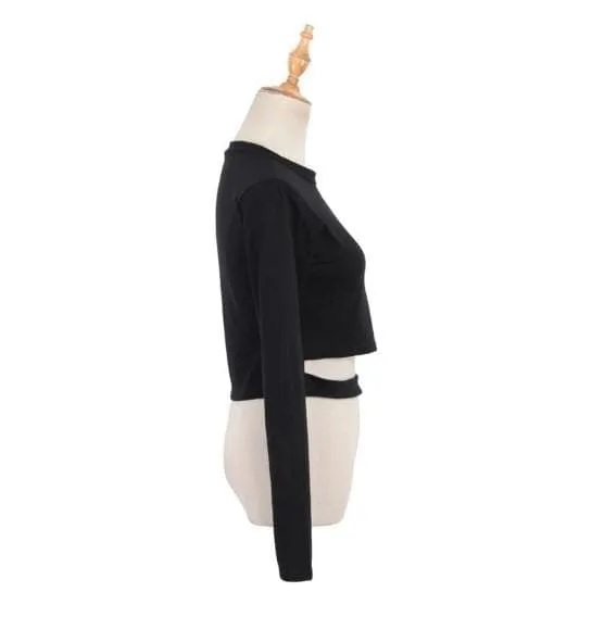 Gothic Sexy Long Sleeves Crop Top