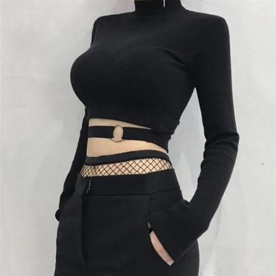 Gothic Sexy Long Sleeves Crop Top