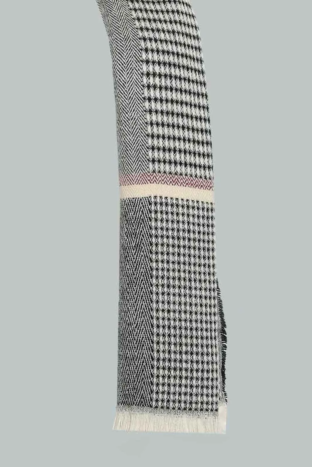 Grey Embellished Knitted Scarf