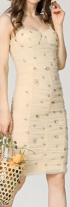 Jewel-Embellished Mesh Dress