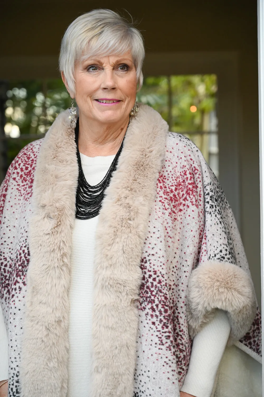 Luxury Patterned Faux Fur Trim Wrap | Pia Rossini