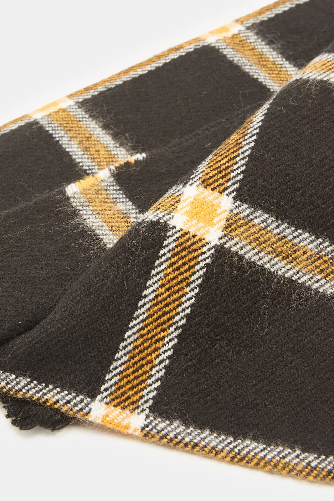 Men Brown Checkered Scarf