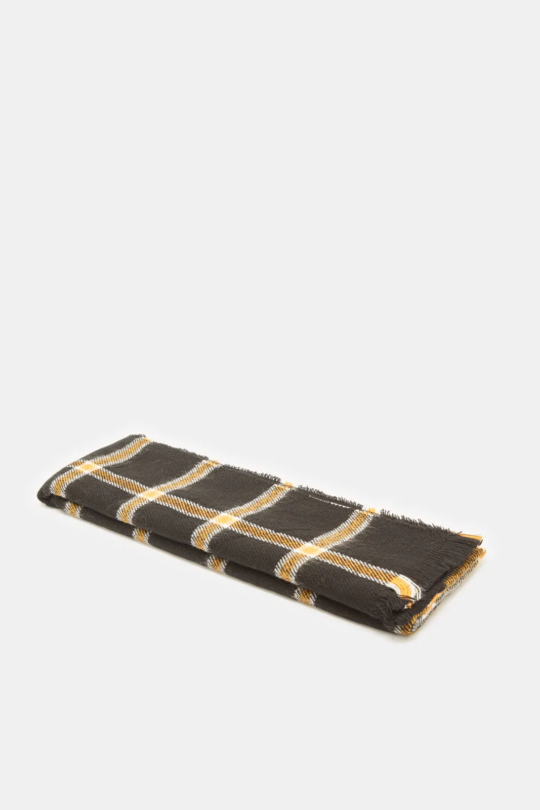 Men Brown Checkered Scarf