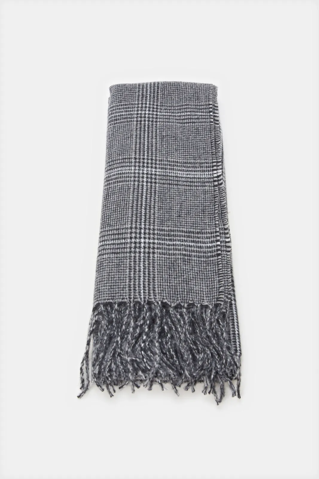 Men Grey Striped Knitted Scarf