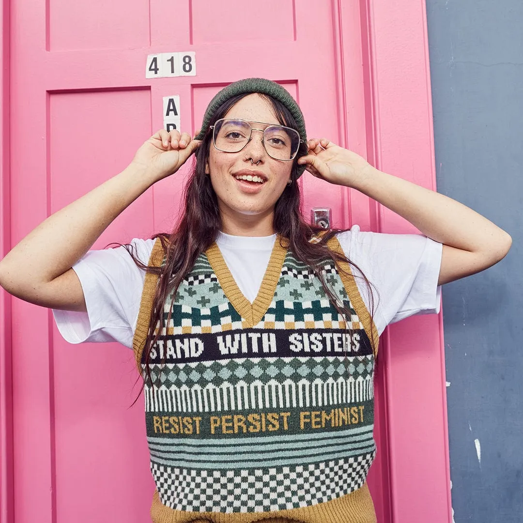 Patchwork Lambswool Tank Top in Seaweed