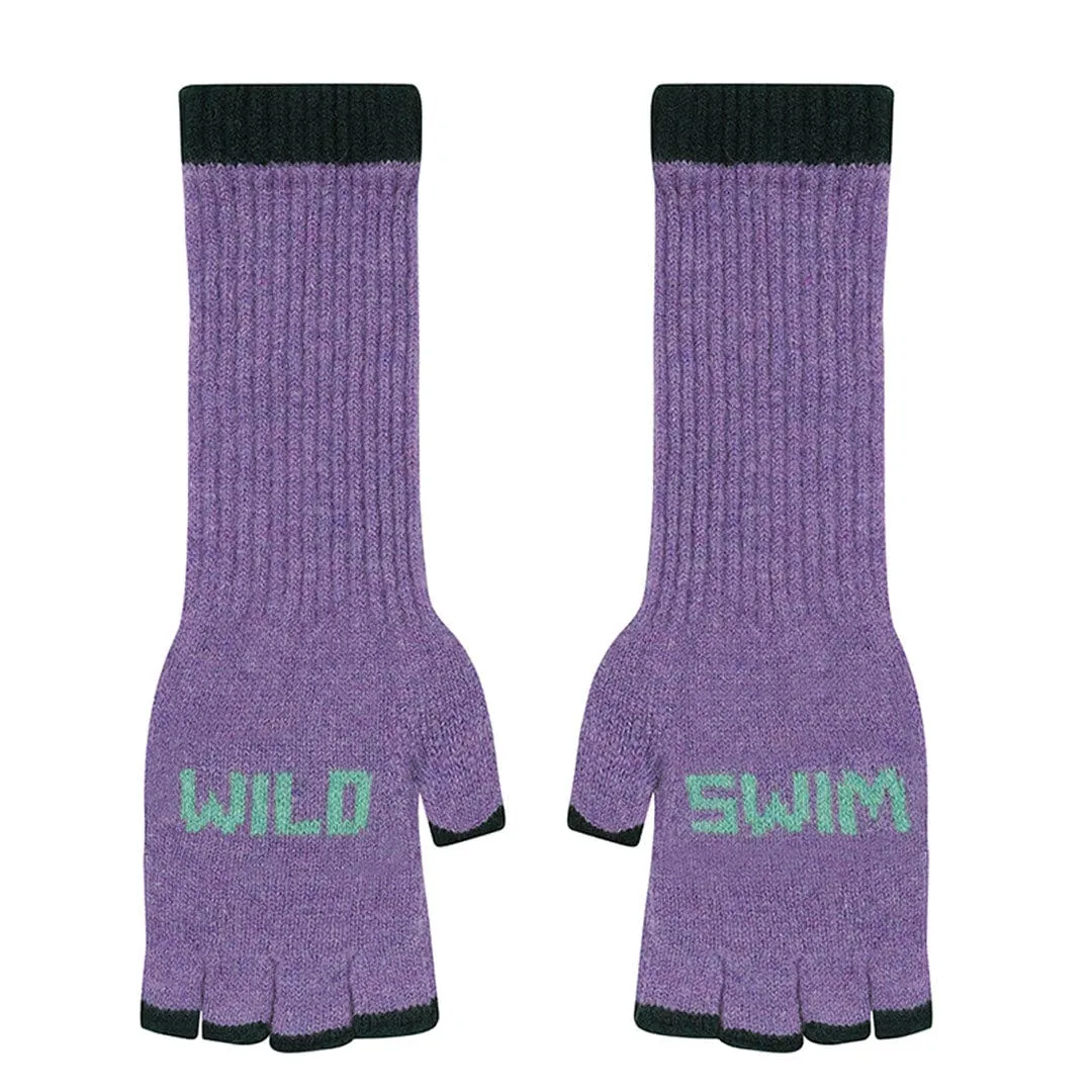 Wild Swim Fingerless Gloves in Violet with Peppermint & Seaweed